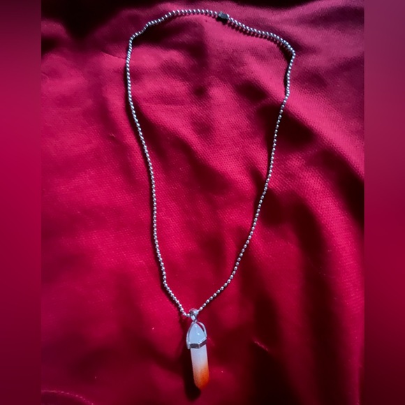 Hand Crafted White & Orange Bullet Faux Crystal Ombré Pendant Necklace Handmade - Picture 2 of 3